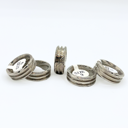 5 Pack Damascus Steel Double-Channel Ring Blanks - Patrick Adair Supplies