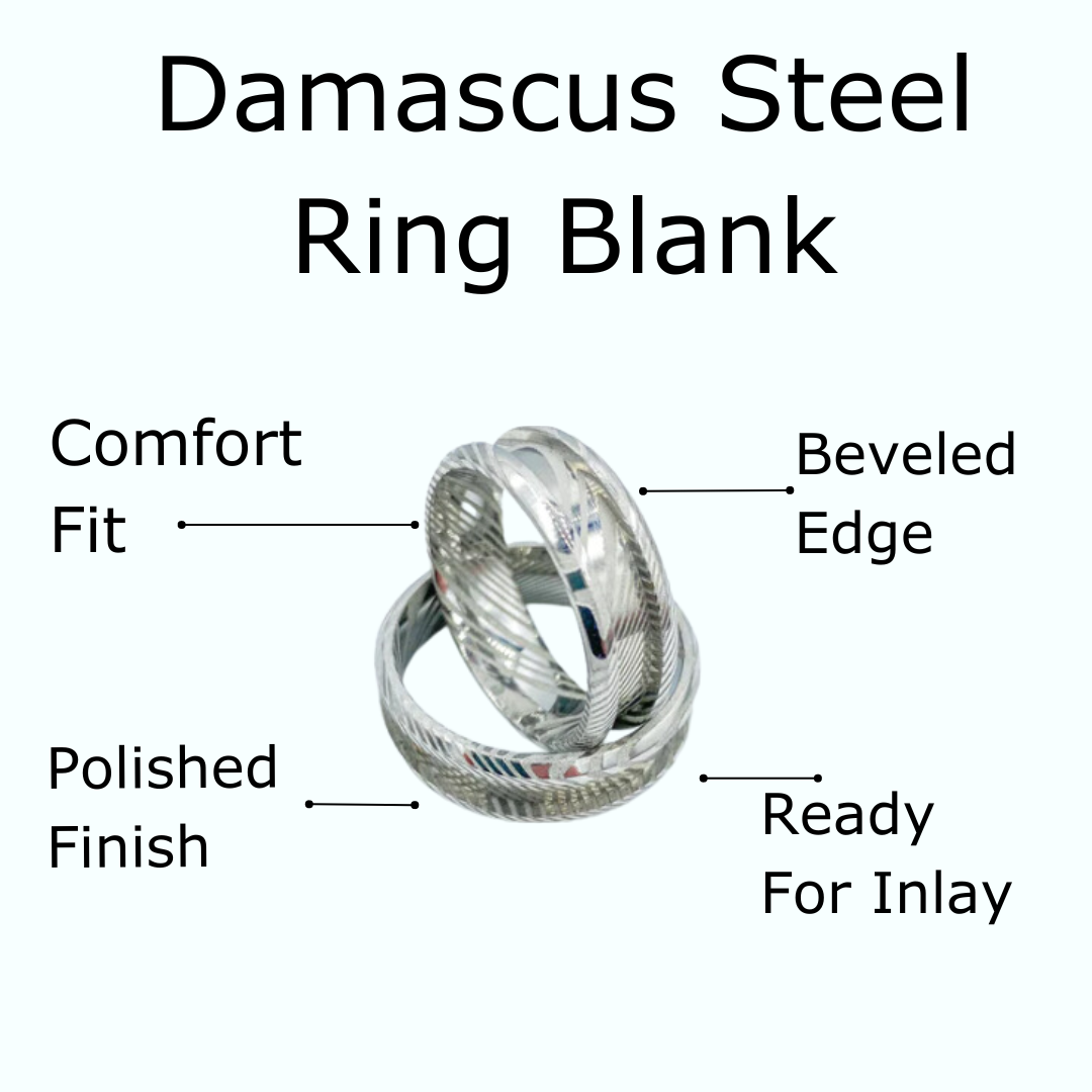 5 Pack - Damascus Steel Ring Blank - Patrick Adair Supplies
