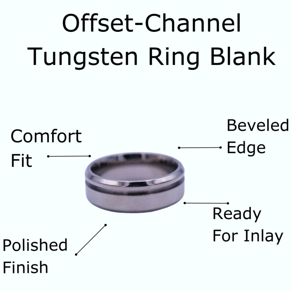 5 Pack - Tungsten Ring Blanks Offset Channel - Patrick Adair Supplies