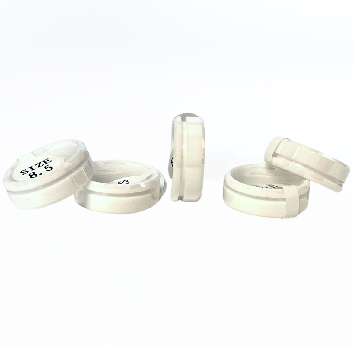 5 Pack - White Ceramic Ring Blanks Offset Channel - Patrick Adair Supplies