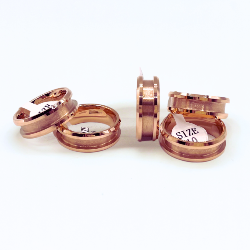 5 Pack Rose Gold-Plated Tungsten Ring Blanks - Patrick Adair Supplies