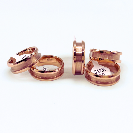 5 Pack Rose Gold-Plated Tungsten Ring Blanks - Patrick Adair Supplies
