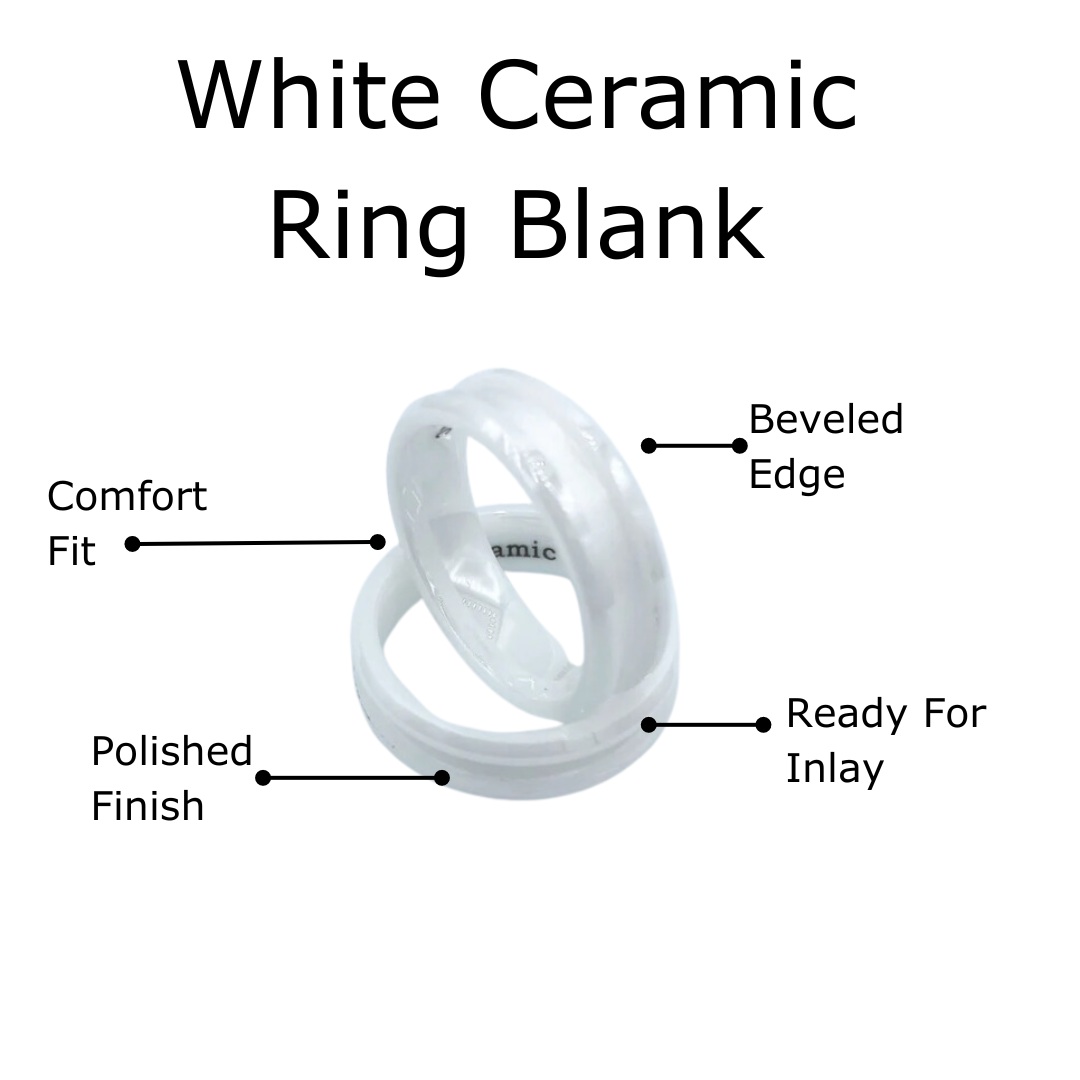 5 Pack - White Ceramic Ring Blank - Patrick Adair Supplies