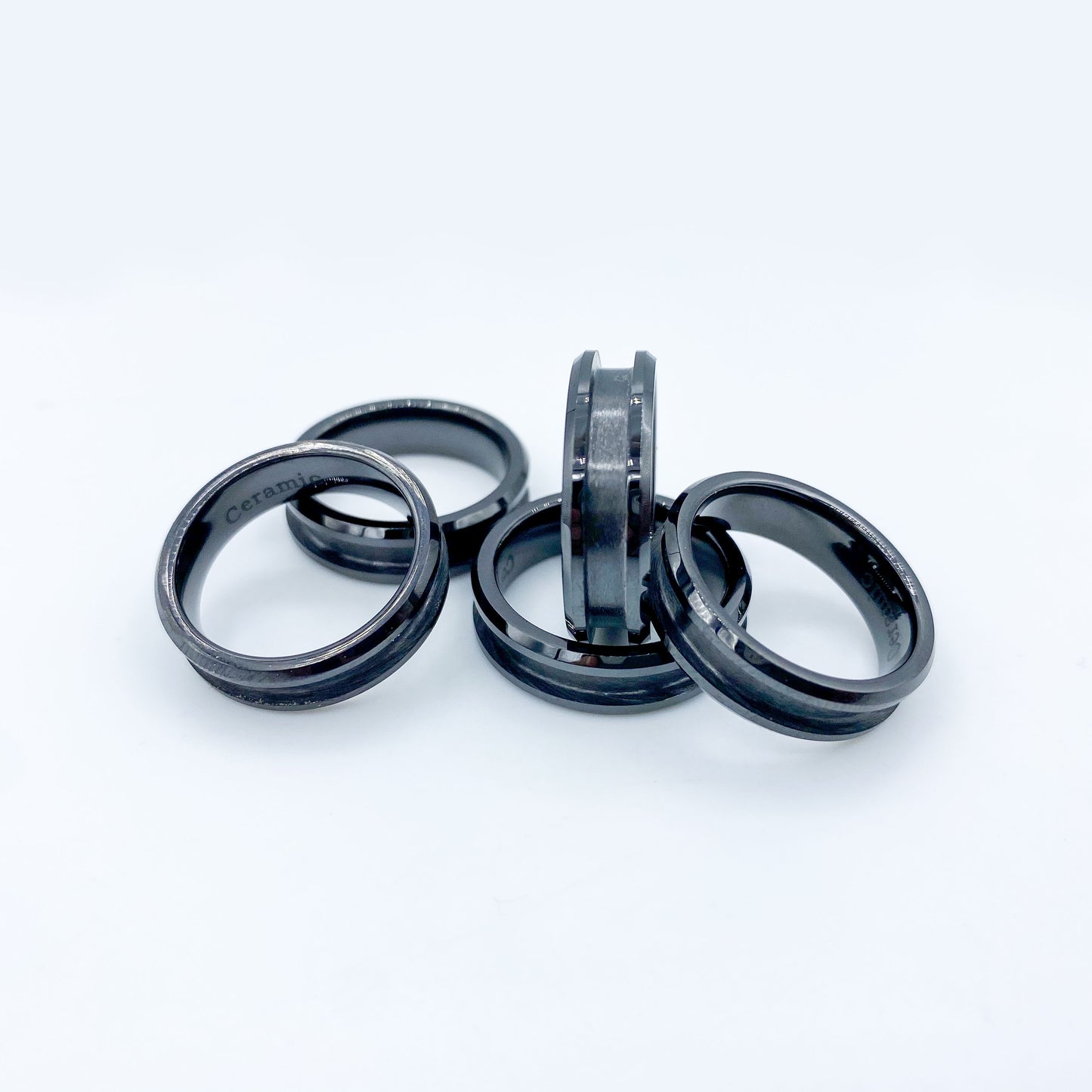 5 Pack - Black Ceramic Ring Blank - Patrick Adair Supplies