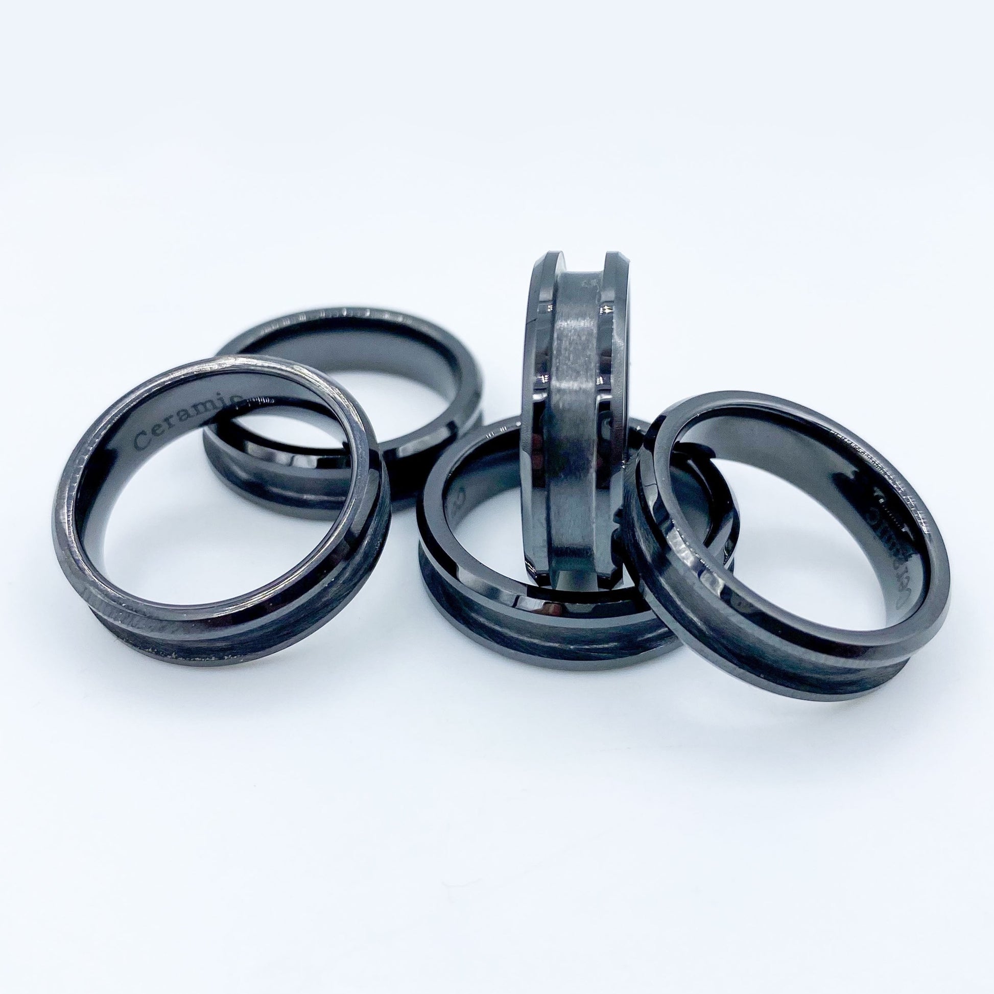 10 Pack - Black Ceramic Ring Blank - Patrick Adair Supplies