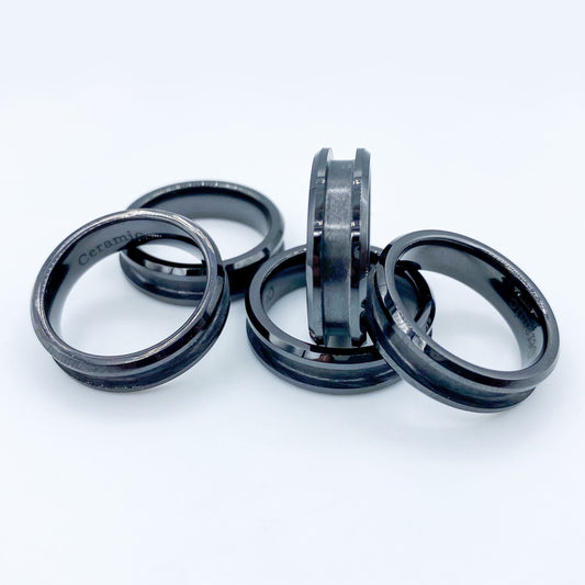 10 Pack - Black Ceramic Ring Blank - Patrick Adair Supplies
