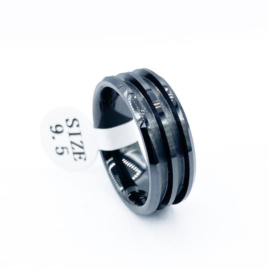 Black Ceramic Double-Channel Ring Blanks - Patrick Adair Supplies