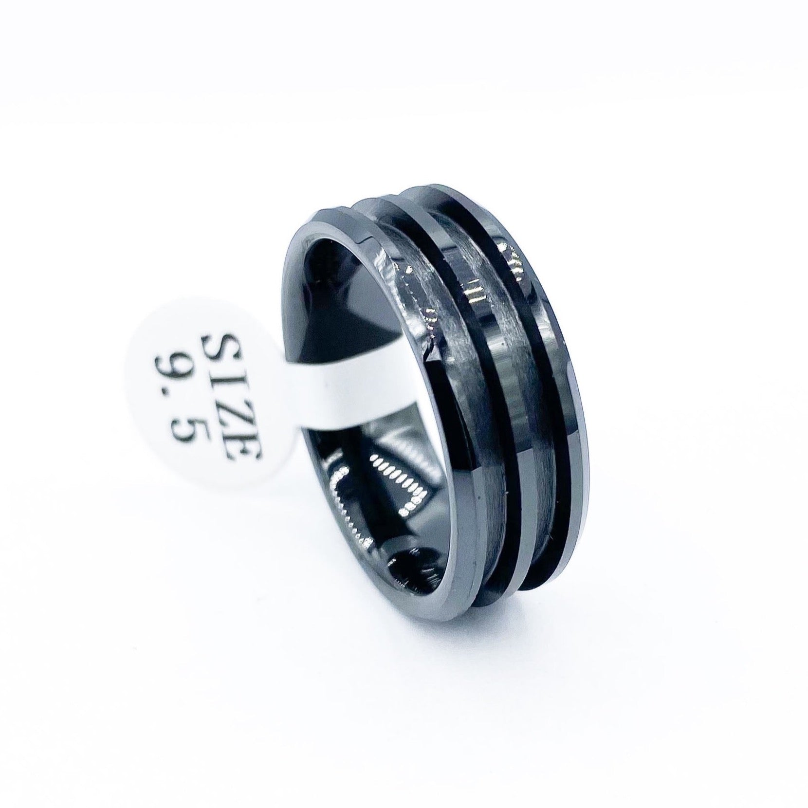 Black Ceramic Double-Channel Ring Blanks - Patrick Adair Supplies
