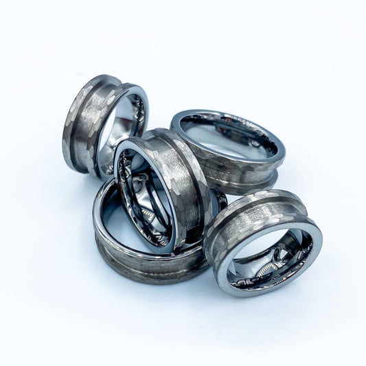 5 Pack - Hammered Tungsten Ring Blank - Patrick Adair Supplies