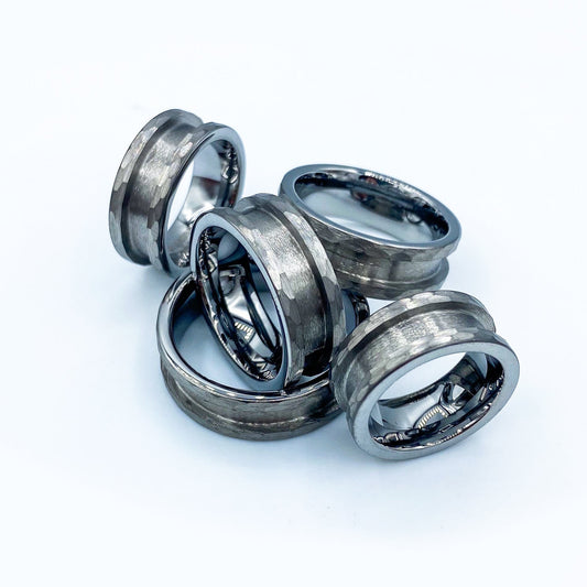 10 Pack - Hammered Tungsten Ring Blank - Patrick Adair Supplies
