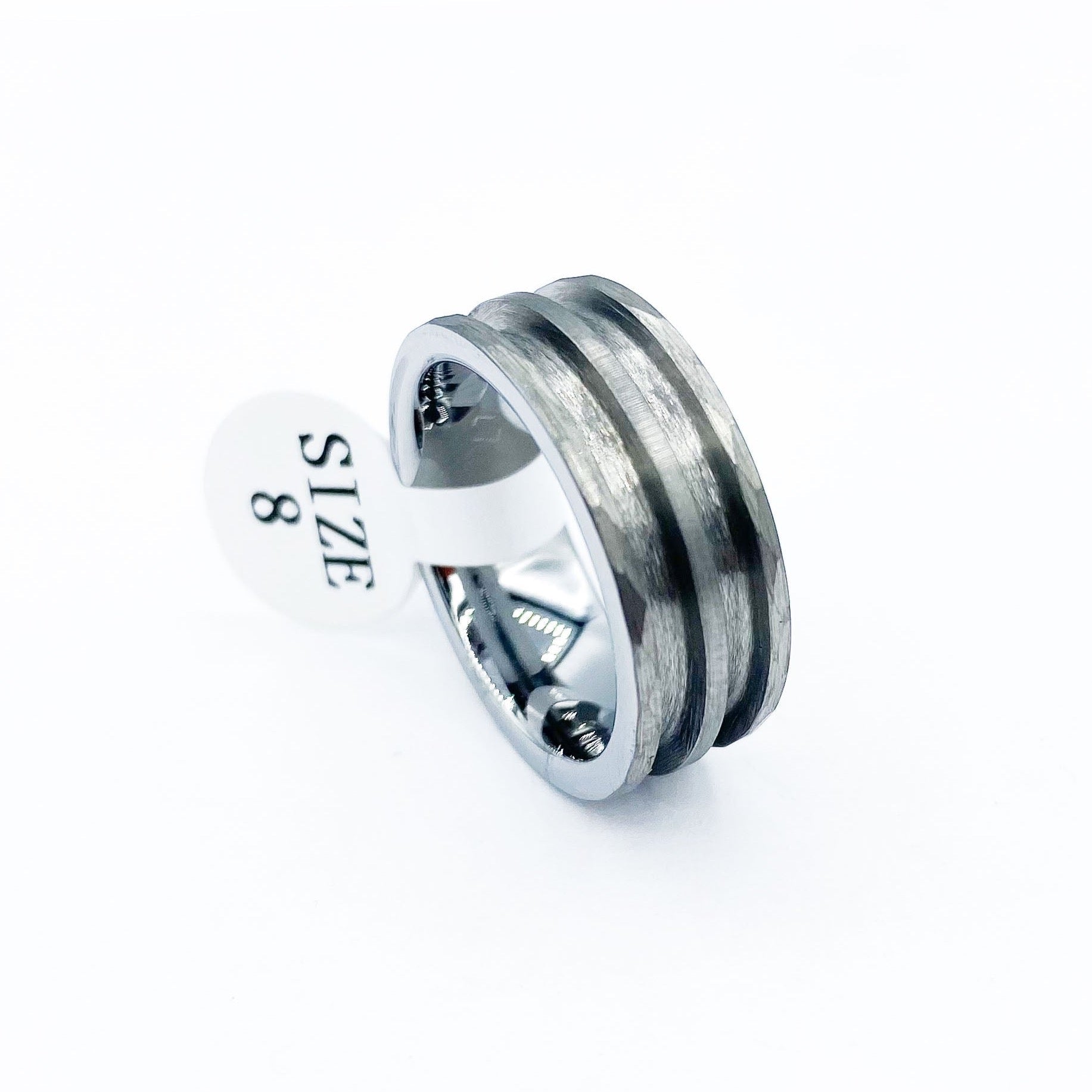 Hammered Tungsten Double-Channel Ring Blanks - Patrick Adair Supplies