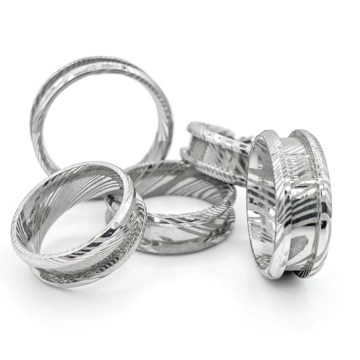 10 Pack - Damascus Ring Blank