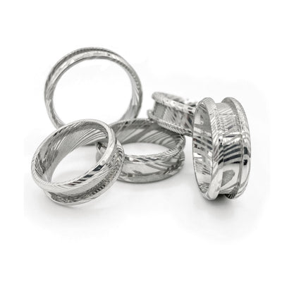 10 Pack - Damascus Ring Blank