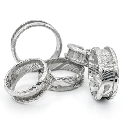 10 Pack - Damascus Ring Blank