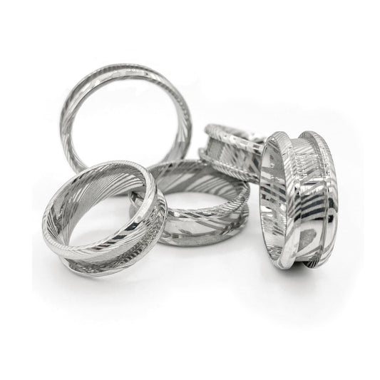 10 Pack - Damascus Ring Blank