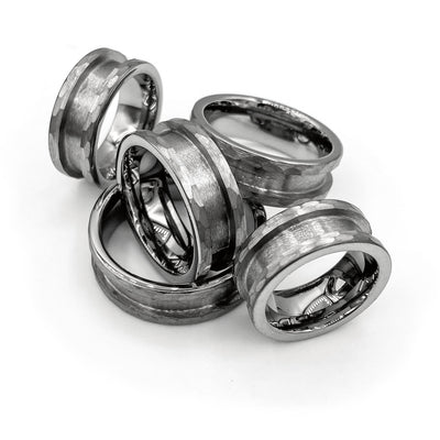 10 Pack - Hammered Tungsten Ring Blank