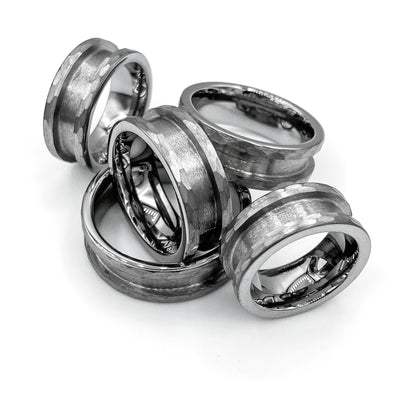 10 Pack - Hammered Tungsten Ring Blank