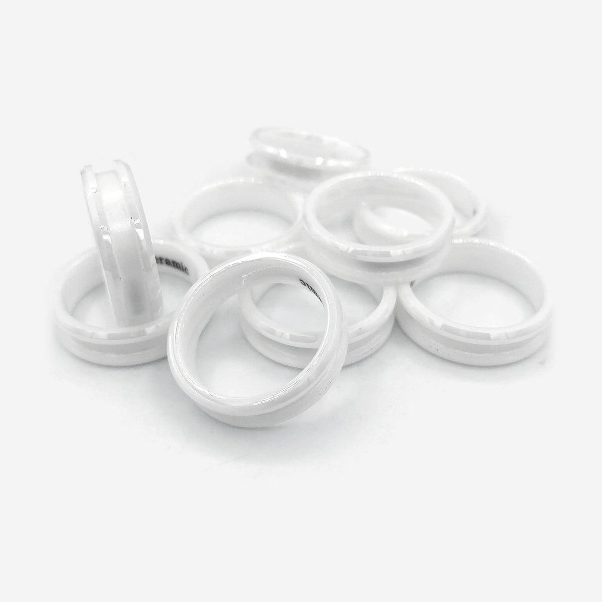 10 Pack - White Ceramic Ring Blank