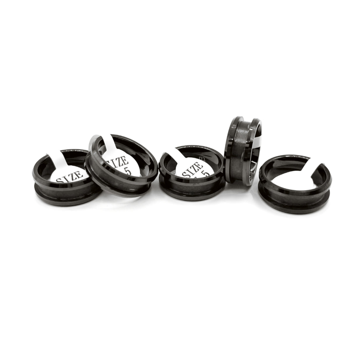 5 Pack Black-Plated Tungsten Ring Blanks