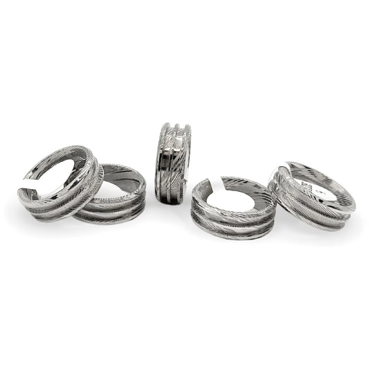 5 Pack Damascus Steel Double-Channel Ring Blanks