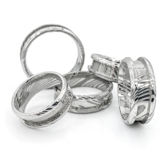 5 Pack - Damascus Steel Ring Blank