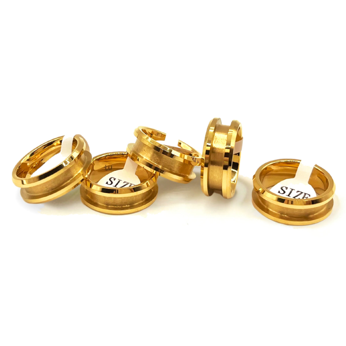 5 Pack Gold-Plated Tungsten Ring Blanks