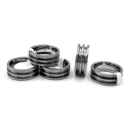 5 Pack Hammered Tungsten Double-Channel Ring Blanks