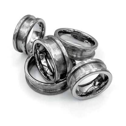 5 Pack - Hammered Tungsten Ring Blank