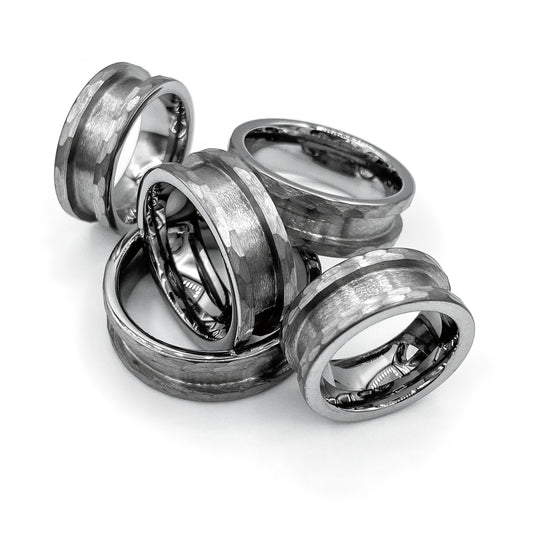 5 Pack - Hammered Tungsten Ring Blank