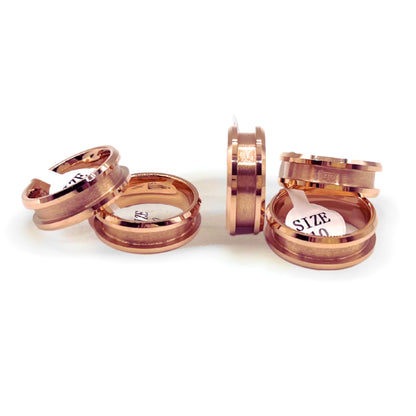 5 Pack Rose Gold-Plated Tungsten Ring Blanks