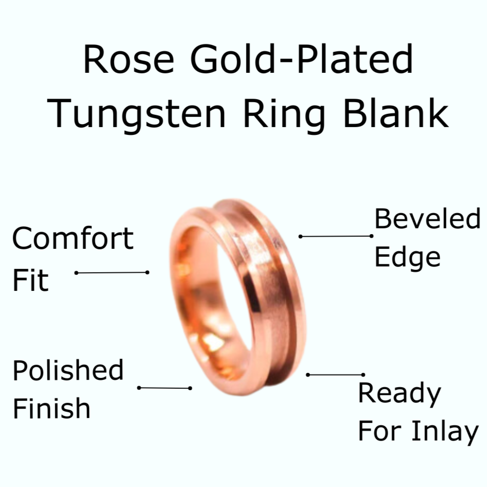 Rose Gold-Plated Tungsten Ring Blank - Patrick Adair Supplies