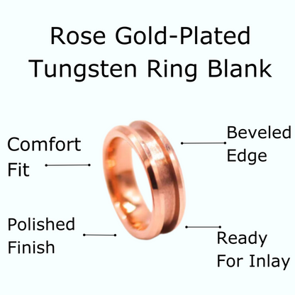 5 Pack Rose Gold-Plated Tungsten Ring Blanks - Patrick Adair Supplies