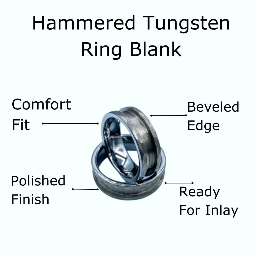 5 Pack - Hammered Tungsten Ring Blank - Patrick Adair Supplies