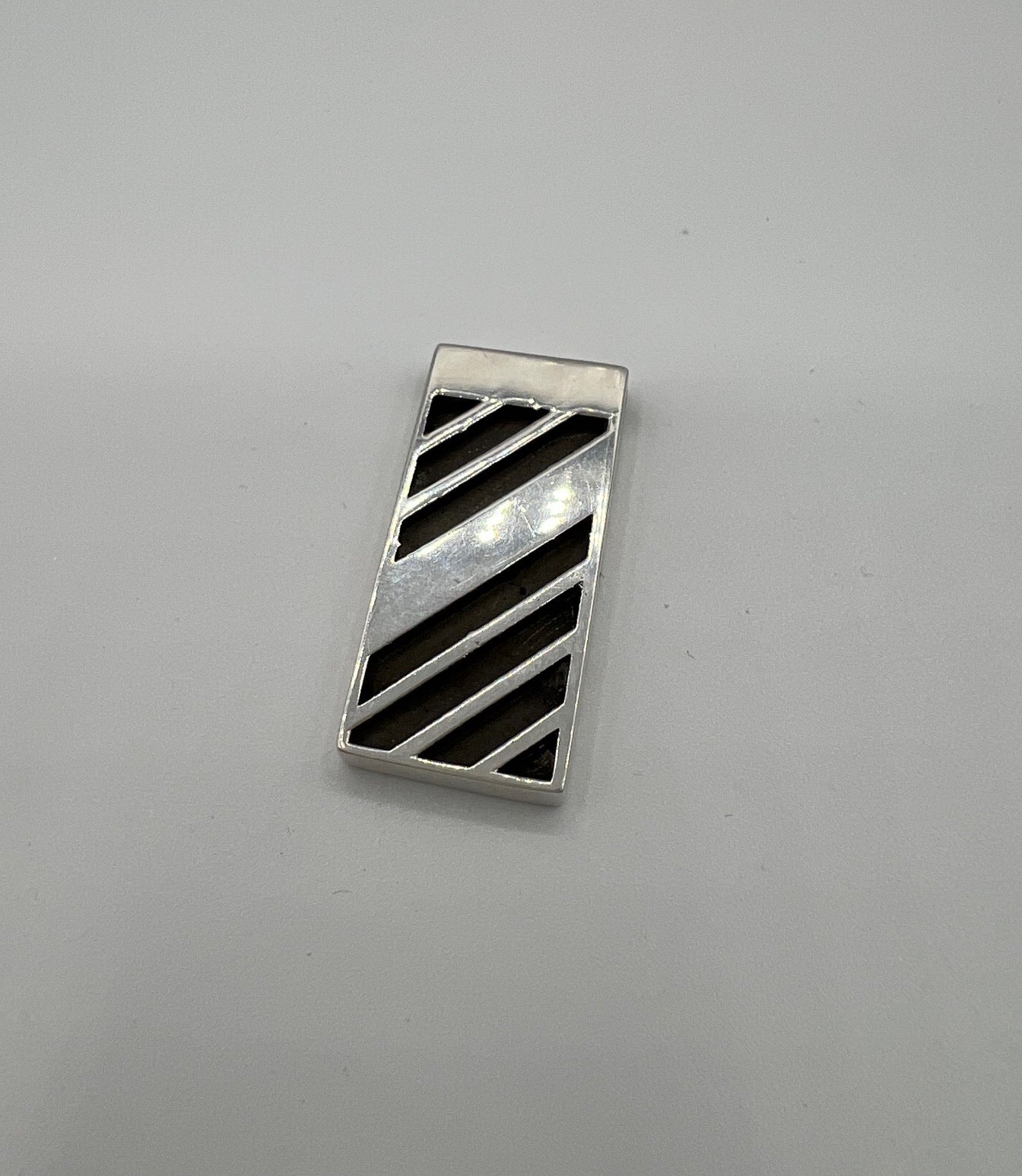 Sterling Silver Striped Rectangle Bar Pendant Blank