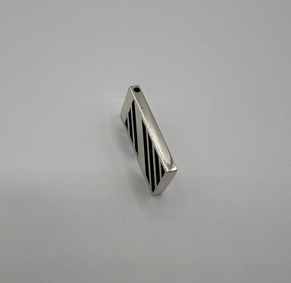 Sterling Silver Striped Rectangle Bar Pendant Blank