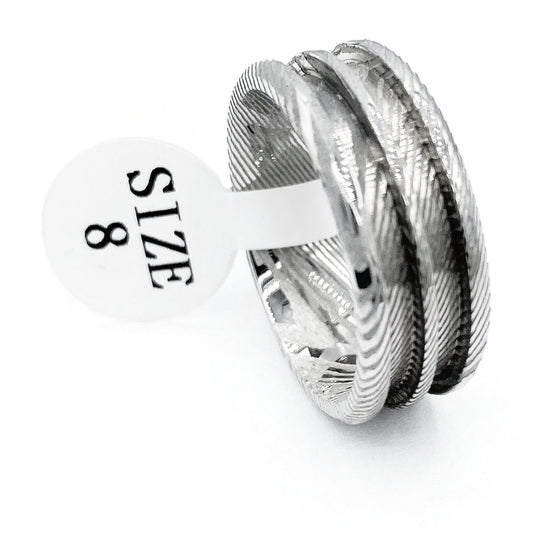 Damascus Steel Double-Channel Ring Blanks