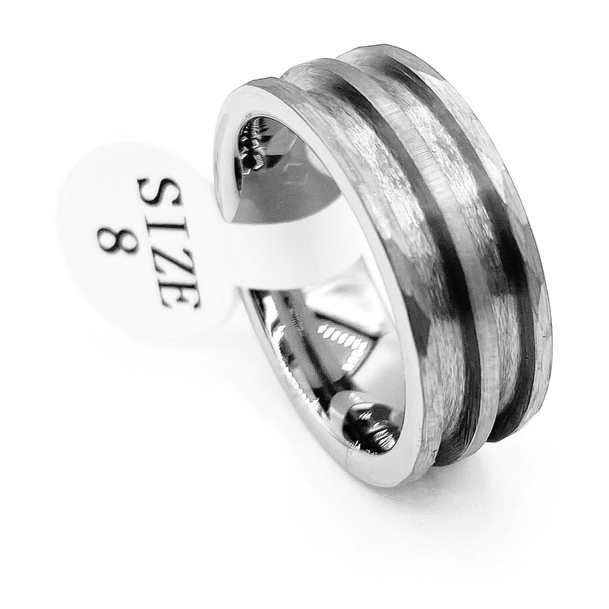 Hammered Tungsten Double-Channel Ring Blanks