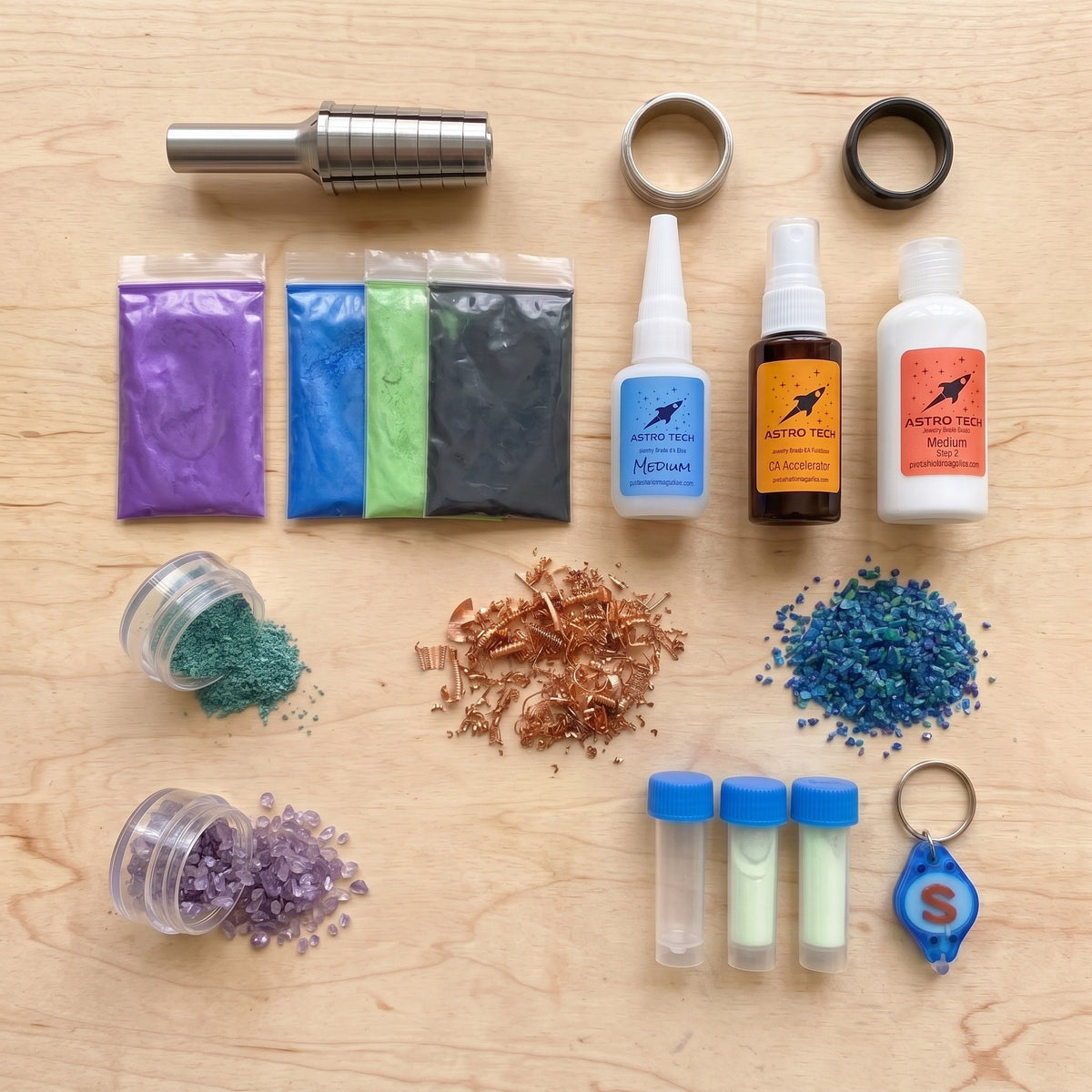 Everything in the First Ring Kit, plus the free Deep Space Ring Kit, laid out on a workbench