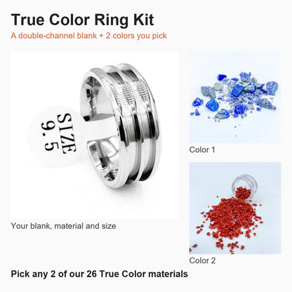 True Color Ring Kit: a double-channel ring blank plus two inlay colors you pick