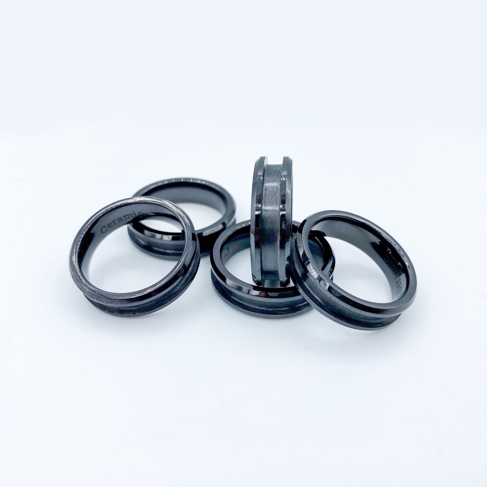 5 Pack - Black Ceramic Ring Blank