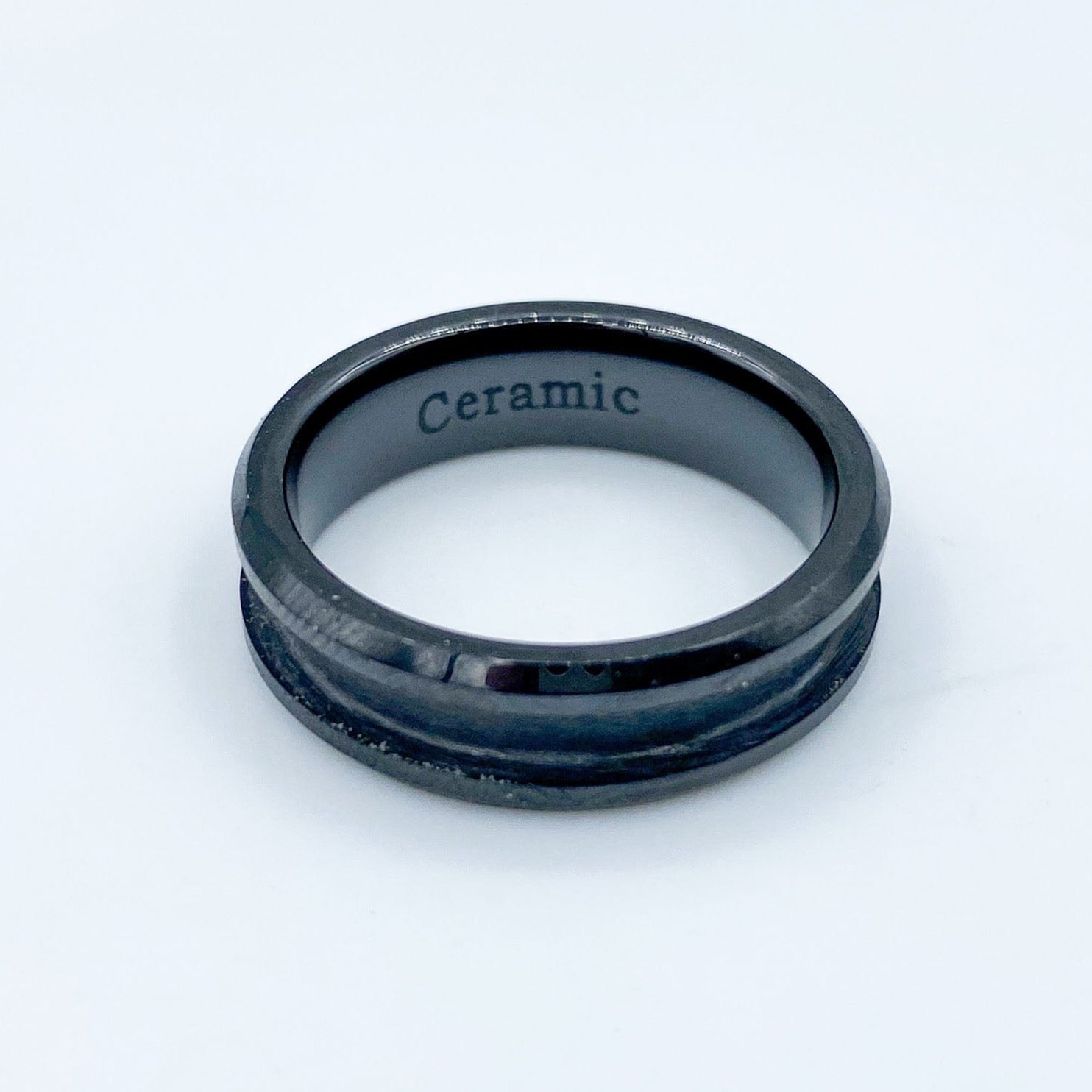 Men's Black Ceramic Wedding or Promise Ring - 8mm Width
