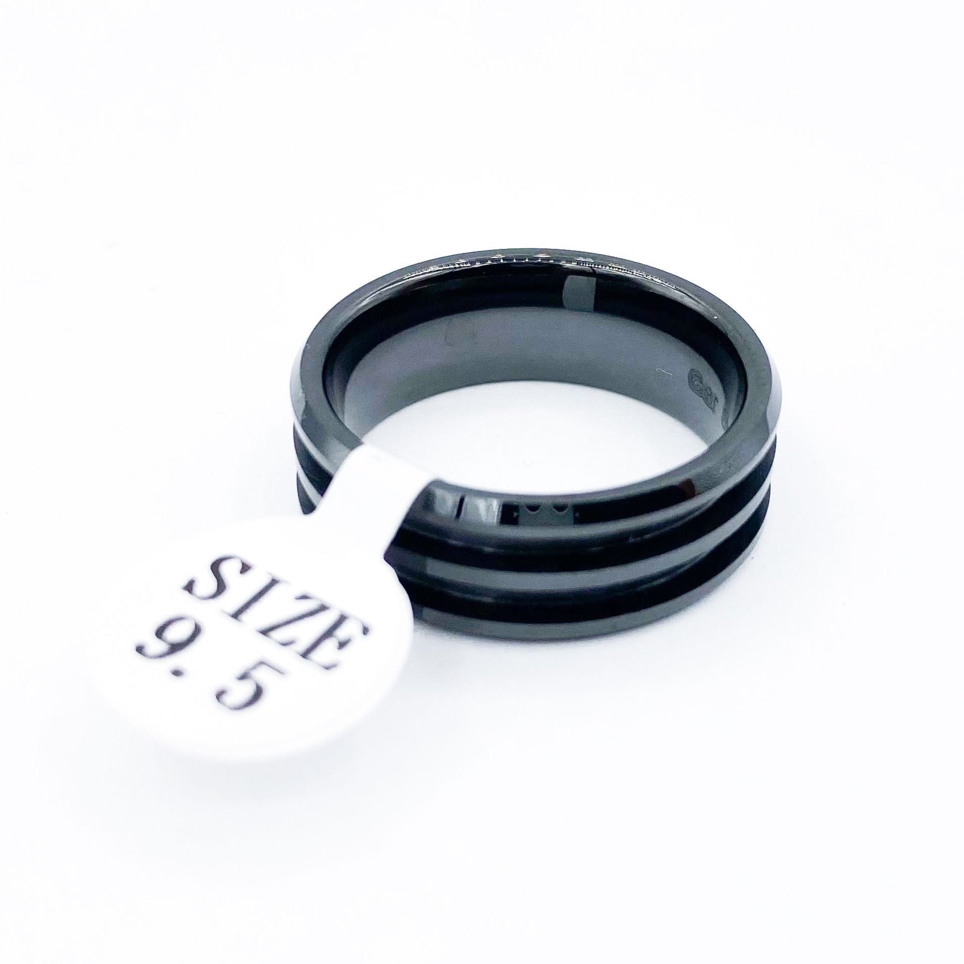 Black Ceramic Double-Channel Ring Blanks - Patrick Adair Supplies