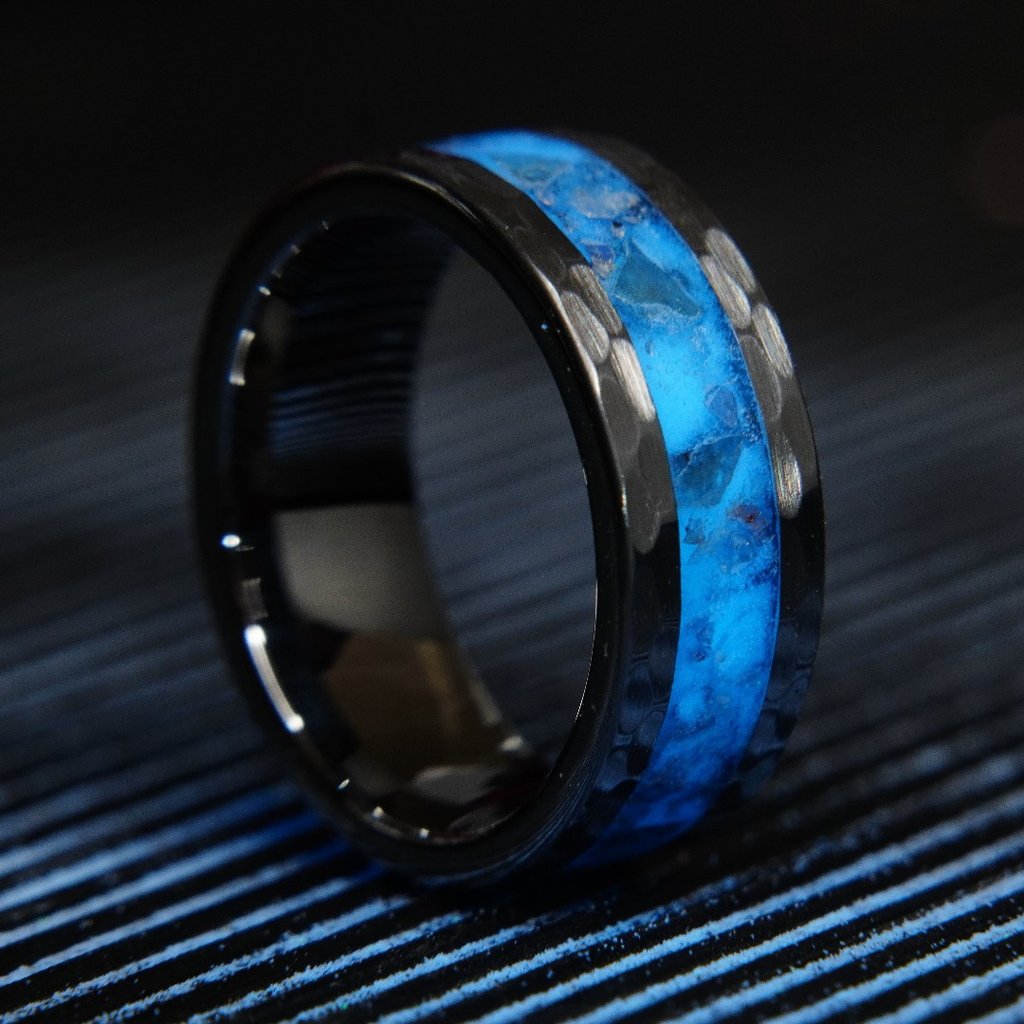 Men's or Women's Texalium Blue Glow Ring - Handcrafted - | aftcra