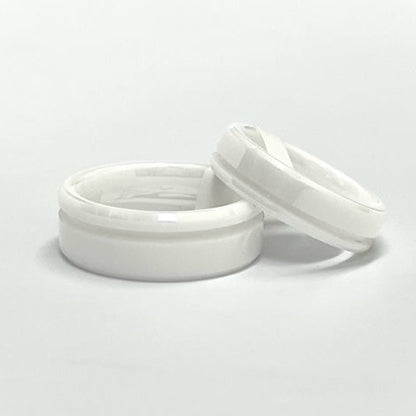 White Ceramic Offset Channel Ring Blanks