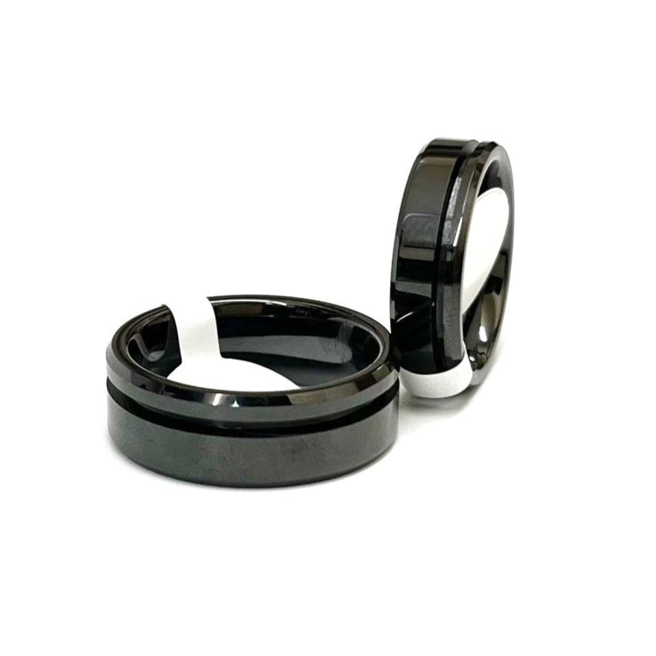 Offset Channel Black Ceramic Ring Blanks